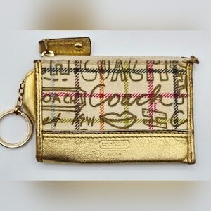 Coach Graffiti Poppy Tattersall Mini Skinny Coin & Card Case